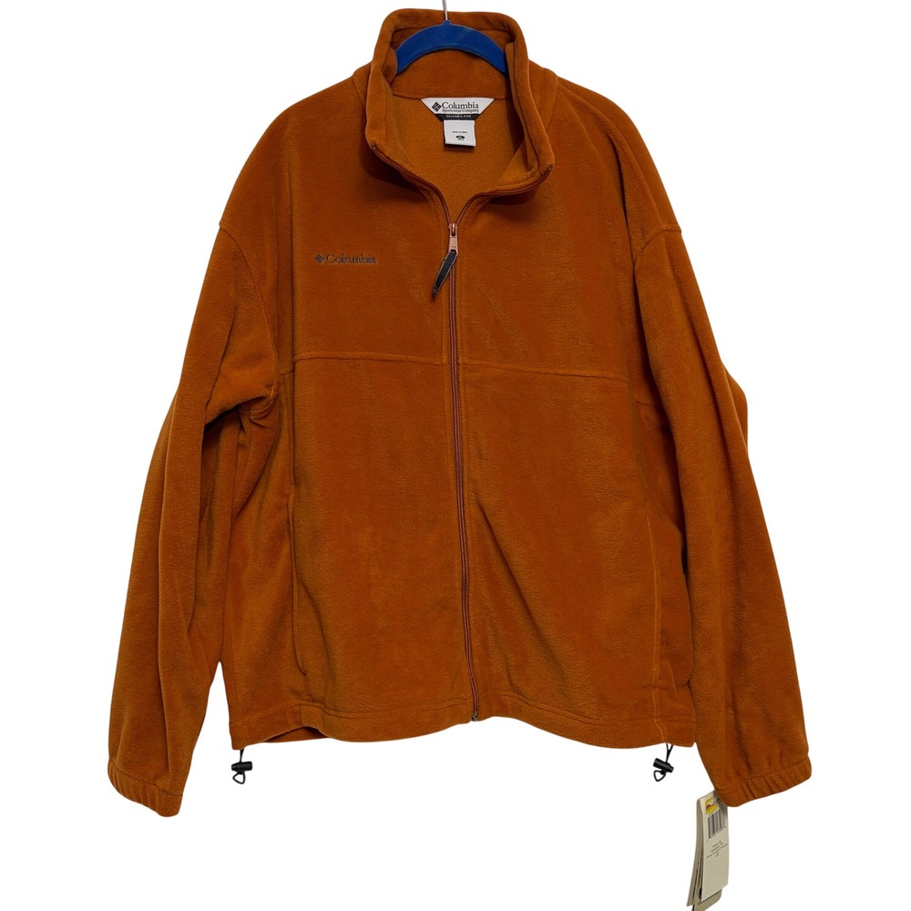 Columbia Fleece Jacket Mens XL Orange New Full Zip Mock Neck Steens Mountain